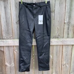 NWT Zara Pants Faux Leather black Size Small